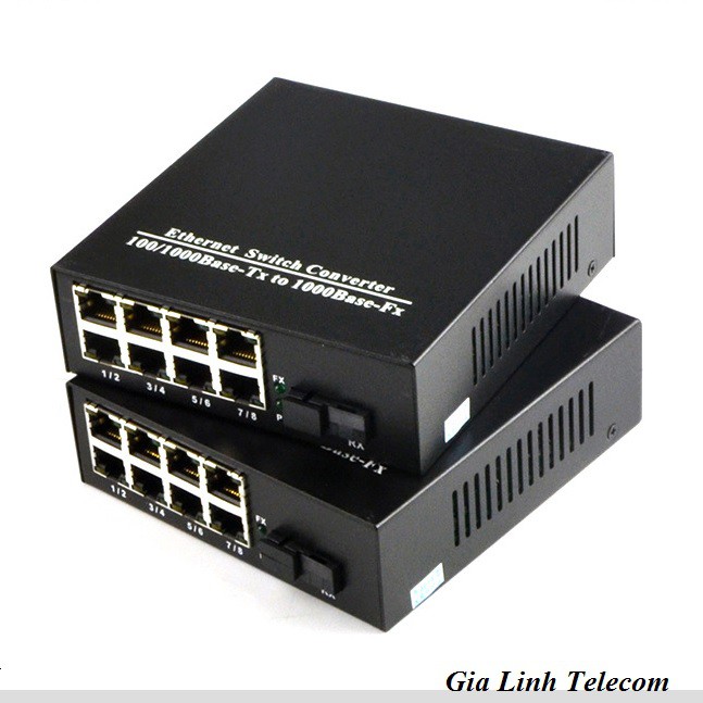 Bộ chuyển đổi quang điện 1 quang 8 LAN - Converter quang 1Gbps