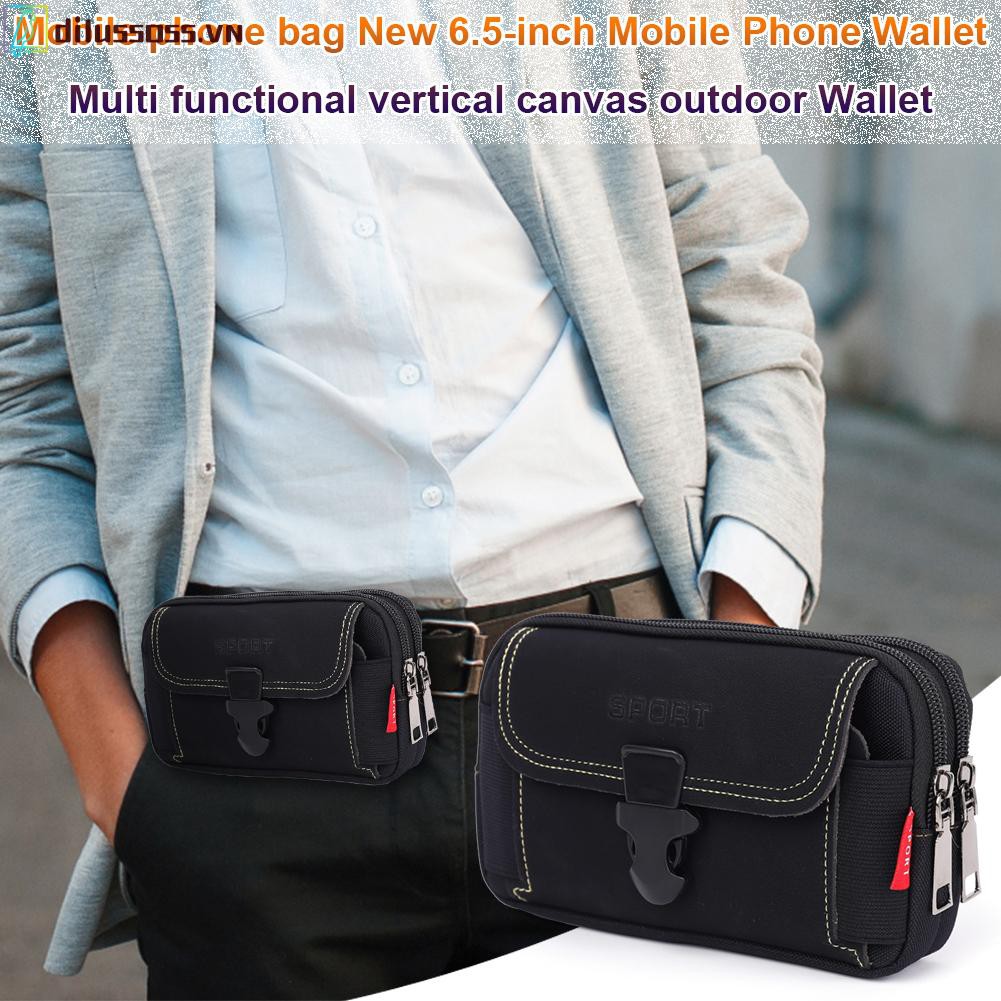 túi ví Outdoor Canvas Waist Bag Sport Casual Men Phone Purse Zipper Belt Bum Pouch