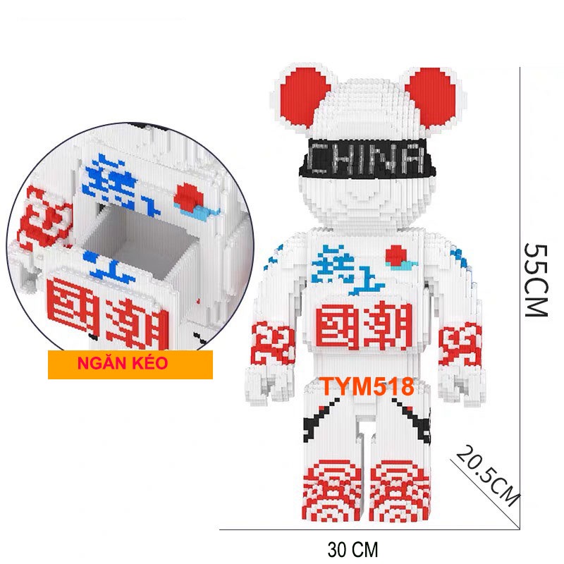 Le.go Gấu Bearbrick um junior macau 55cm ô chữ jinx ironman Đồ chơi Xếp hình lắp ráp mô hình cỡ lớn bear bricK