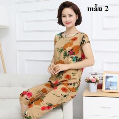 Bộ mặc nhà trung niên nữ_chất đũi siêu mát