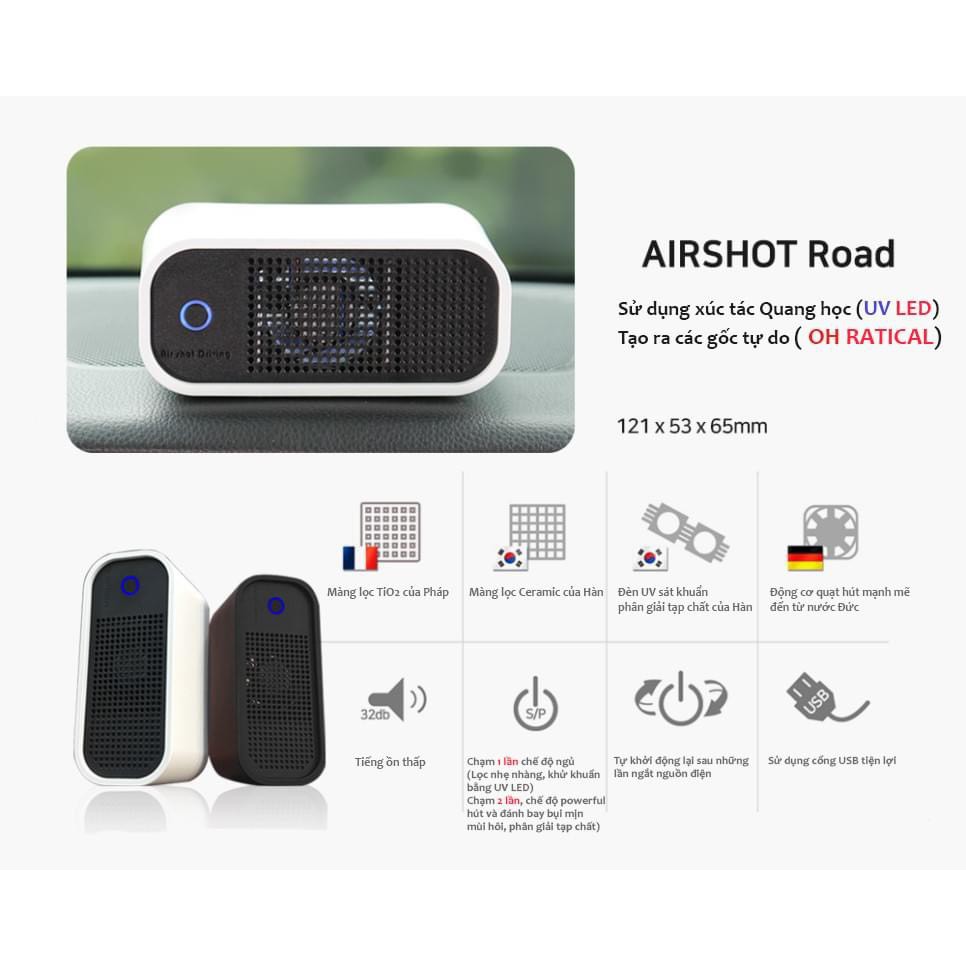 [Chính Hãng]Máy Lọc Không Khí Mini Airshot Road - Xuất xứ Hàn Quốc