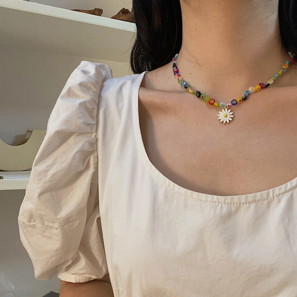 Vòng Cổ Choker Mặt Hoa Cúc Nhiều Màu Sắc Thời Trang