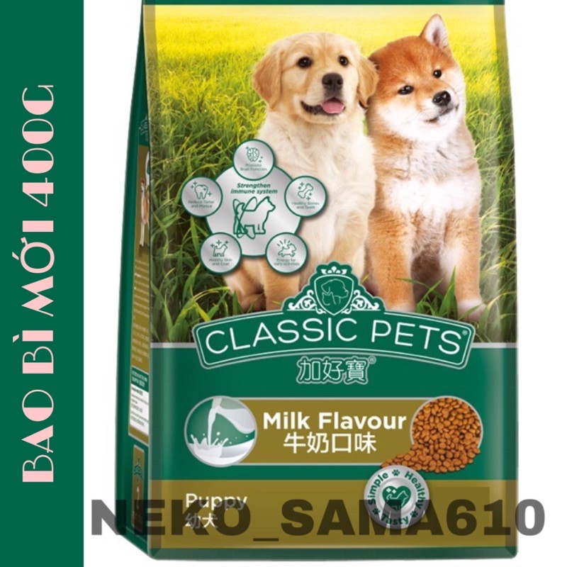 [RẺ VÔ ĐỊCH]Thức ăn hạt Classic Pets vị sữa cho chó con/chó nhỏ 400g siêu thơm