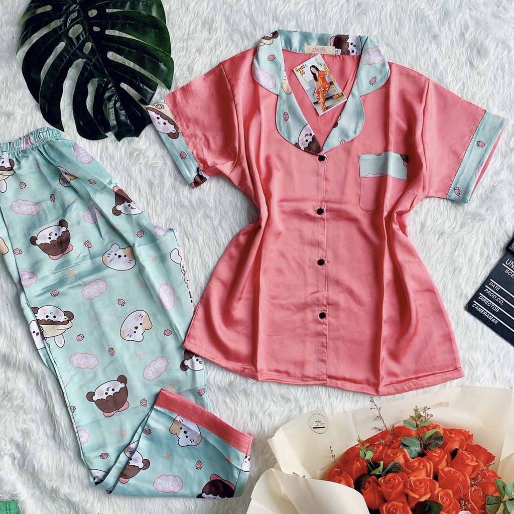 [ XẢ GIÁ GỐC ] Bộ pizama ChâtSatin Phối - Trẻ Trung, Nhiều Màu Chất Siêu Mát | BigBuy360 - bigbuy360.vn