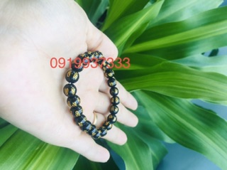 Vòng đá đen khắc chú OMANI ( nhiều size)