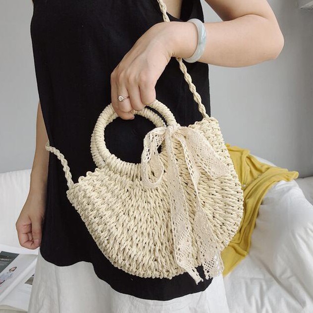 [Ảnh thật] Túi Cói Thiết Kế Cho Nữ Đi Chơi, Đi Biển, Du Lịch ERASHOP 078274 - Quai Tròn Vintage Hot Trend 2021 Rẻ Đẹp