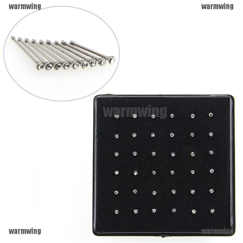 Bộ 36 Khuyên Mũi Thép Không Rỉ Đính Đá Pha Lê