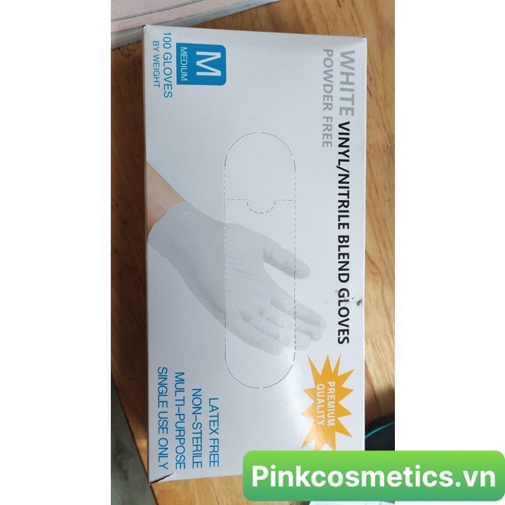 Găng Tay Y Tế Không Bột, Hộp 100 Chiếc Đen Nhám, Bao Tay Cao Su Trắng Đen Dùng Trong Spa Phun Xăm Thẩm Mỹ