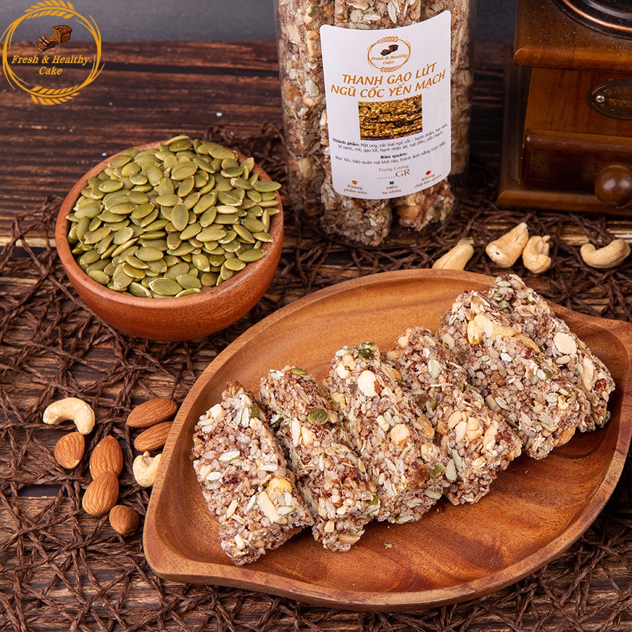 Thanh Gạo Lứt Ngũ Cốc Yến Mạch Healthy, ăn kiêng, giảm cân, đầy đủ chất dinh dưỡng, Nhà Fresh heallthy cake