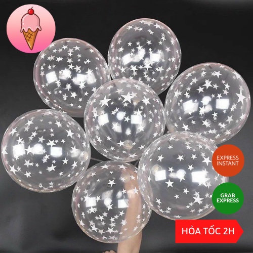 Set 50 Quả Bóng Trong Suốt In Hình Ngôi Sao Trang Trí Sinh Nhật Cho Bé Trai Bé Gái Người Lớn - K140