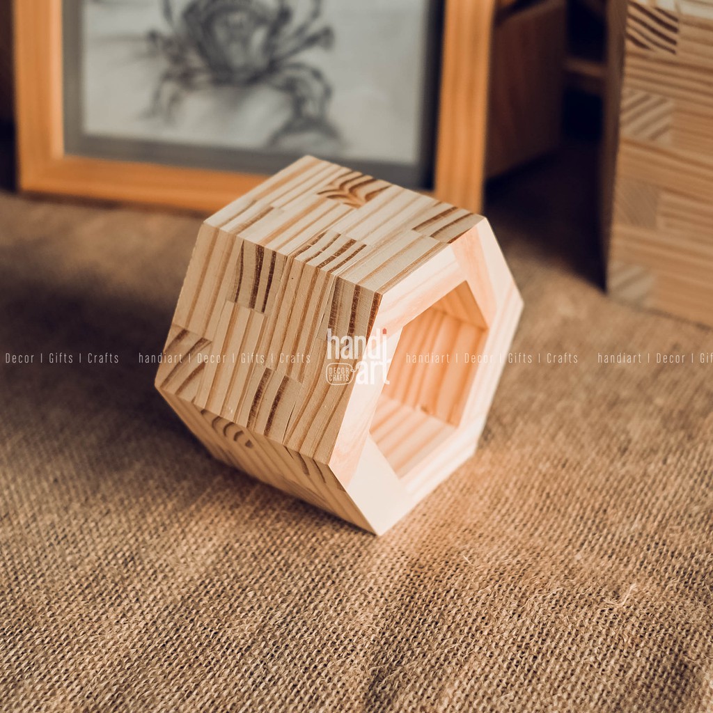 Chậu gỗ ghép khối - Lọ hoa gỗ - wooden pots