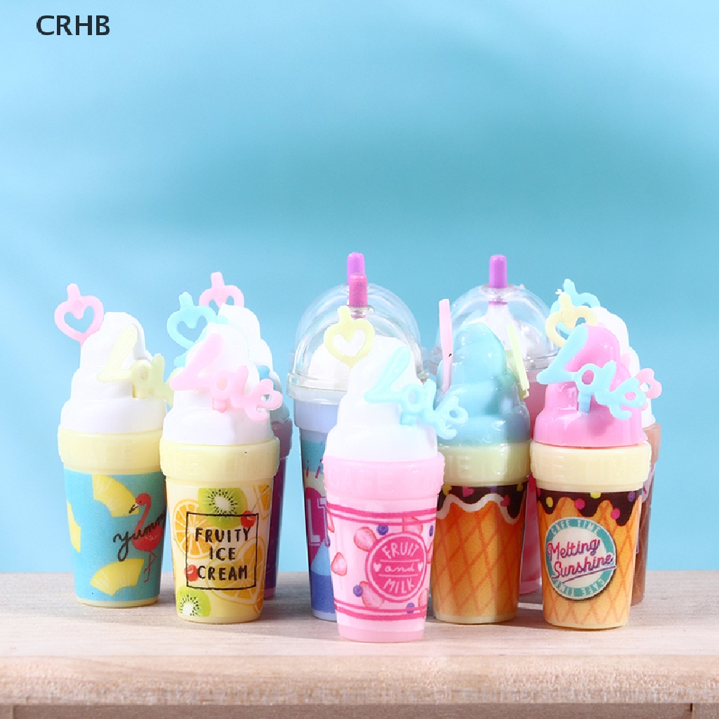 Set 1 / 4 Mô Hình Chai Kem / Nước Ép Trang Trí Nhà Búp Bê 1: 12 Mới