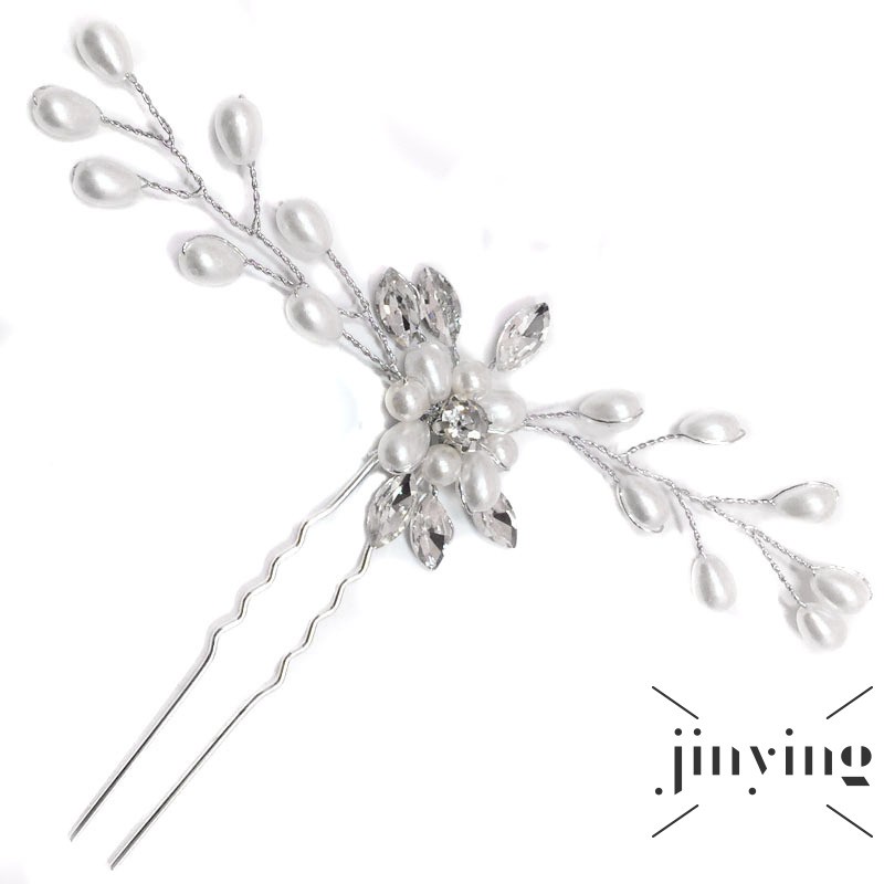 Trâm cài tóc cô dâu GETNOIVAS đính hoa pha lê phong cách cổ điển cho đám cưới