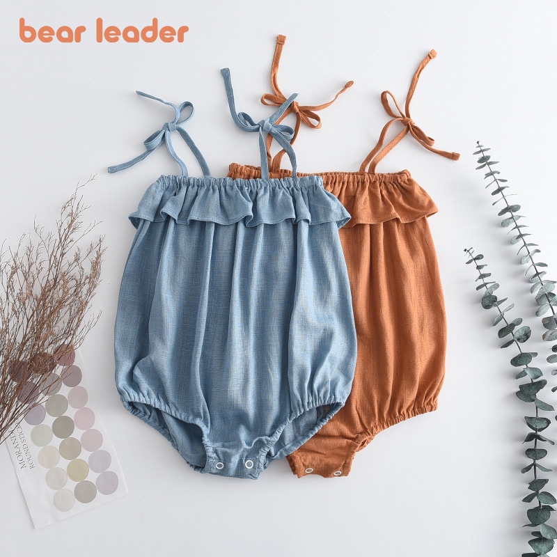 BEAR LEADER Bộ Áo Liền Quần Tay Dài In Hình Chú Gấu Đáng Yêu Cho Bé 0-2 Tuổi
