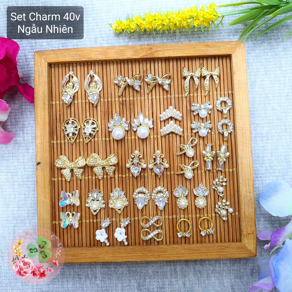 Set charm mix -  Số CR . Charm kim loại đính đá trang trí móng siêu xinh.