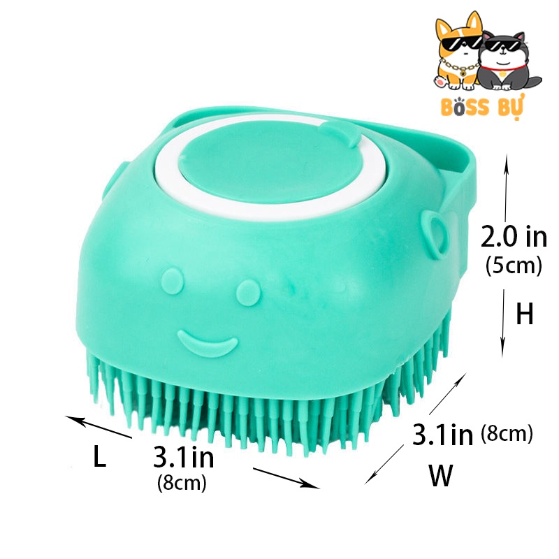 Bàn Chải Silicon Tắm Chó Mèo Kích Thước 8.5x7.9x5.5CM, Massage Body, Chịu Nhiệt Tốt - Boss_Bu