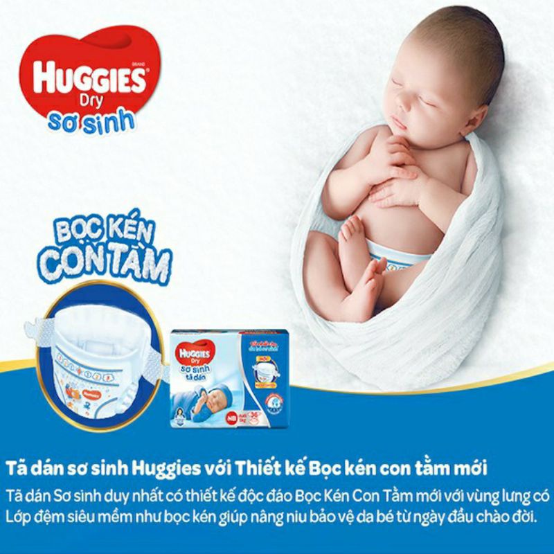 (HCM) TÃ DÁN HUGGIES SIZE : S56 MIẾNG , S88 MIẾNG ( CHO BÉ 4 - 8 Kg )