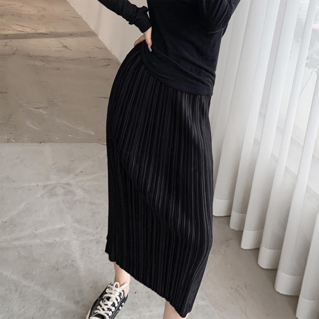 Chân Váy Xếp Ly Dáng Suông Chất Liệu Co Giãn Tốt Thời Trang Trẻ Trung