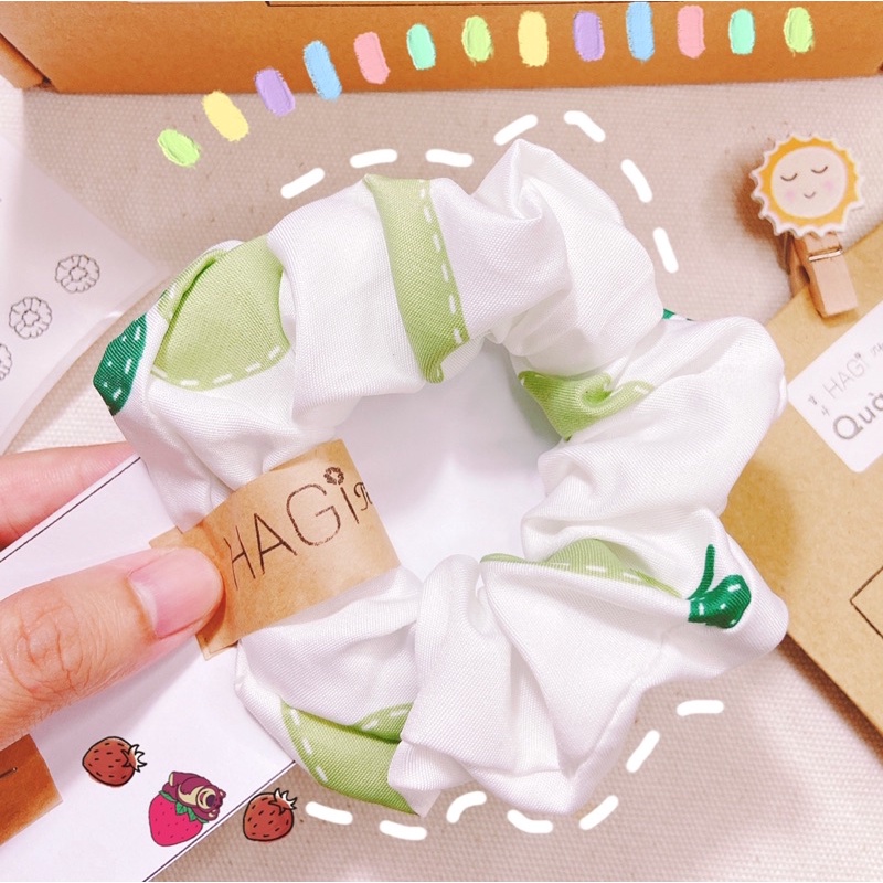 Dây buộc tóc vải Scrunchies NEW 2021 Trái Bơ Dễ Thương Vintage Thiết Kế Hiện Đại Phong Cách Hàn Quốc Học sinh Sinh viên