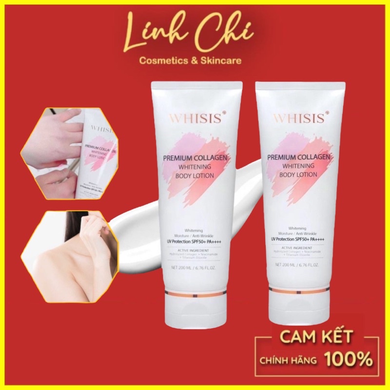 Kem Dưỡng Thể Trắng Da WHISIS Chống Nắng - Premium Collagen Whitening Body Lotion 200ml