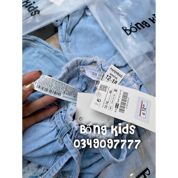 Quần Short Bé Gái Xanh Bạc Lật Gấu Kèm Belt ZR