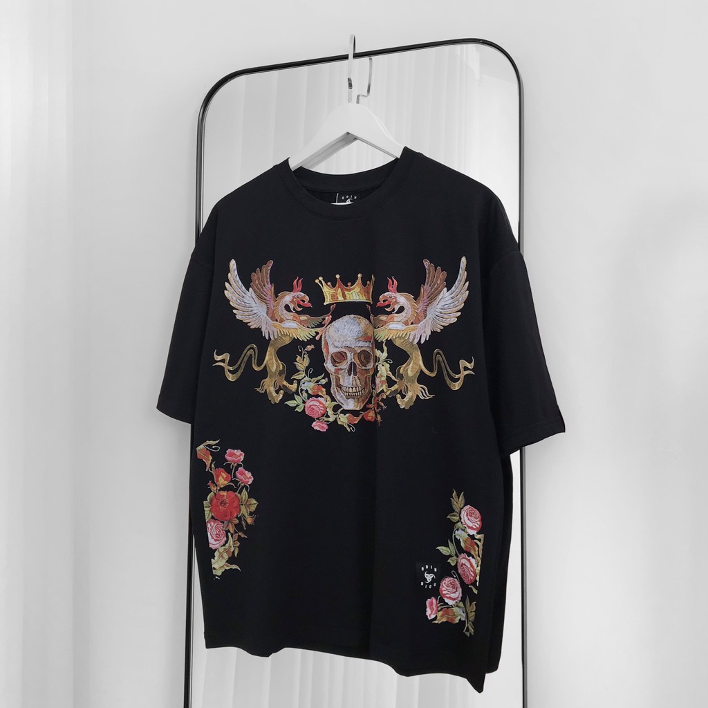 Áo thun in hình đầu lâu Floral Skull, áo phông T shirt ngắn tay nam nữ unisex, Odin Clothing