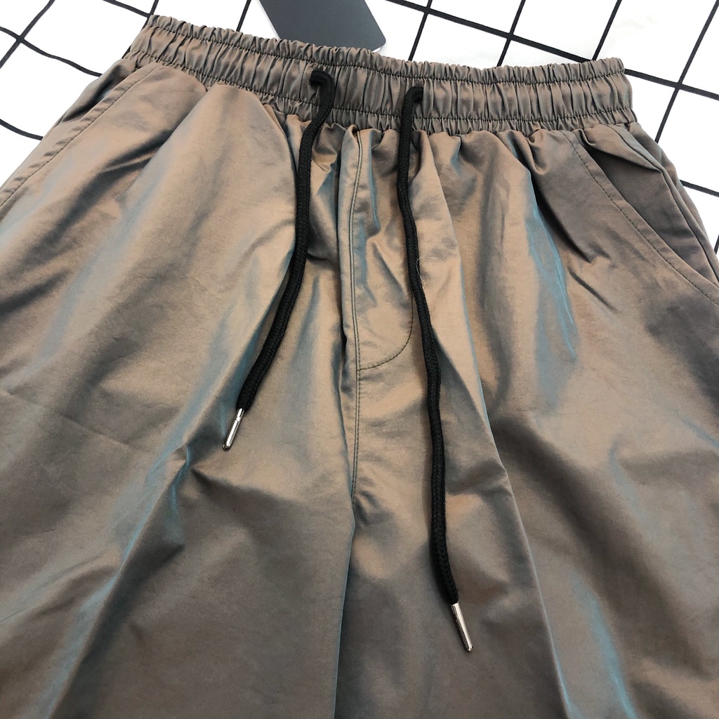Quần Shorts nam nữ MEANSTORE sooc ống suông cạp chun Ulzzang short thể thao mặc ở nhà đi tập năng động thoáng mát - Nâu