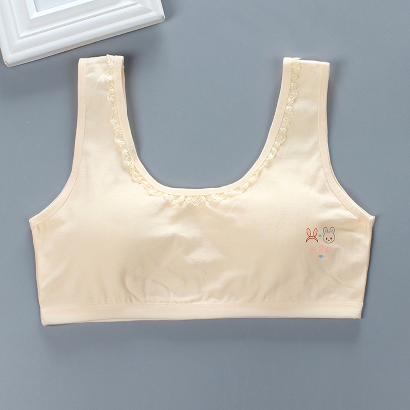 Áo Ngực Thể Thao Cotton Dạng Chữ U Họa Tiết Hoạt Hình Phối Ren Có Đệm Mút Cho Nữ