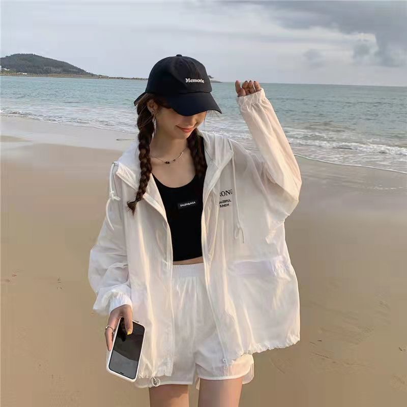 Áo Khoác Chống Nắng Tay Dài Dáng Rộng Có Mũ Trùm In Họa Tiết Thời Trang Mùa Hè Mới Cho Nữ