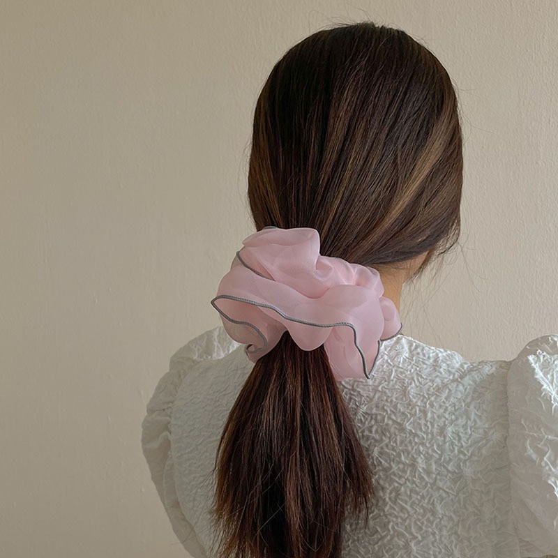 Dây cột tóc vải Scrunchies lụa Hàn Quốc bản lớn cho nữ