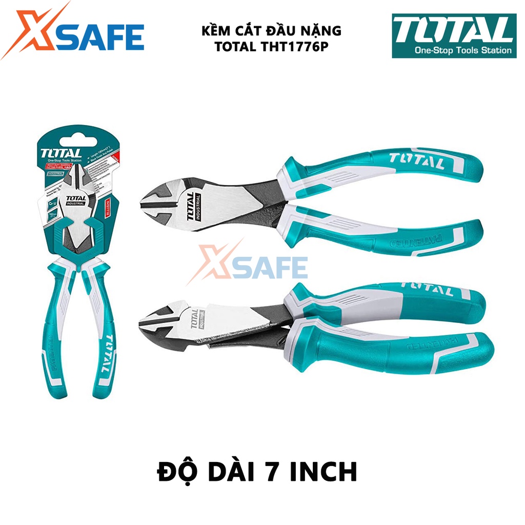 Kềm cắt đầu nặng TOTAL THT1776P kìm cắt Size 7&quot;/ 180mm, Đầu kềm cắt được đánh bóng và chống gỉ, Tay cầm hai màu cắt