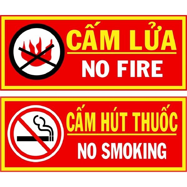 Nội quy, tiêu lệnh, cấm lửa, cấm thuốc - Bộ bảng báo phòng cháy chữa cháy đầy đủ