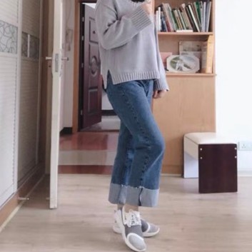 [Bigsize 30-35] Quần Suông Rộng Trơn Lật Lai, Lưng Cao, Không Giãn - Đậm / Nhạt