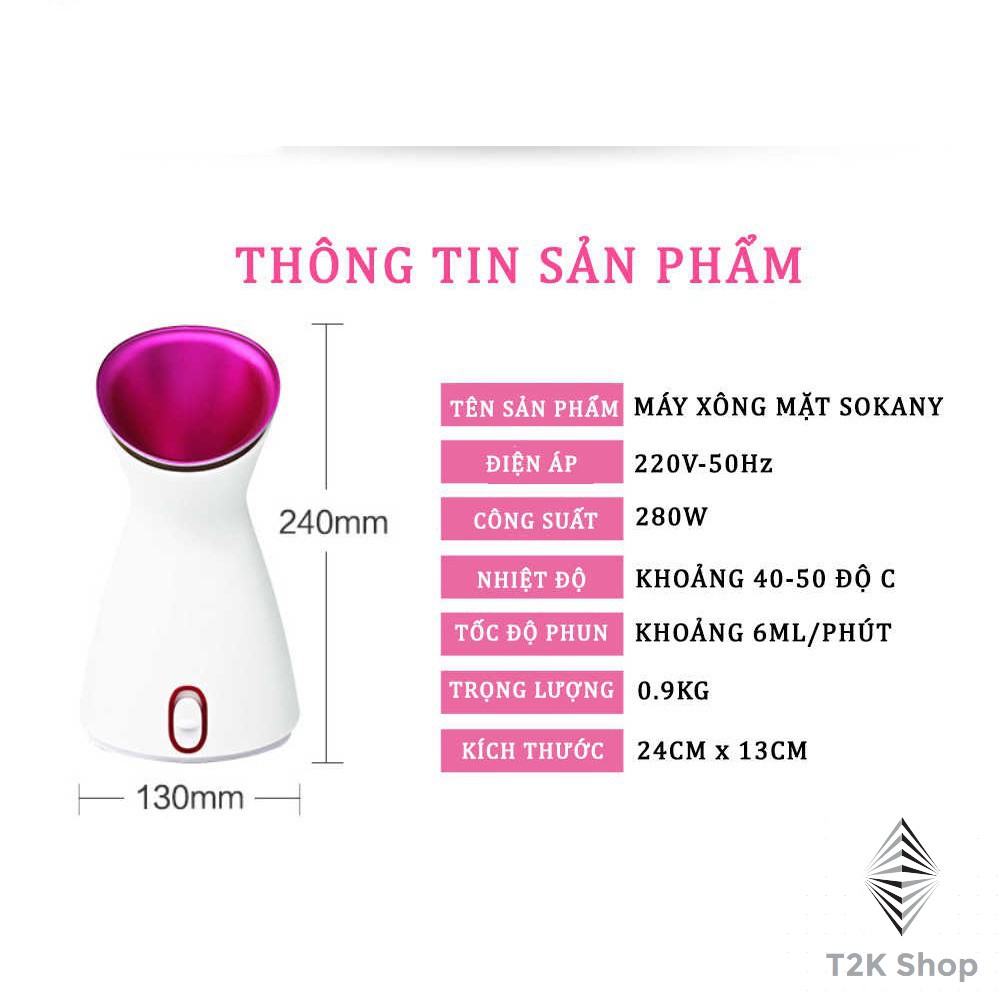 Máy xông mặt sokany xông hơi mặt thảo dược hoa quả cầm tay 2 trong 1 mẫu mới 2021 - T2K Shop