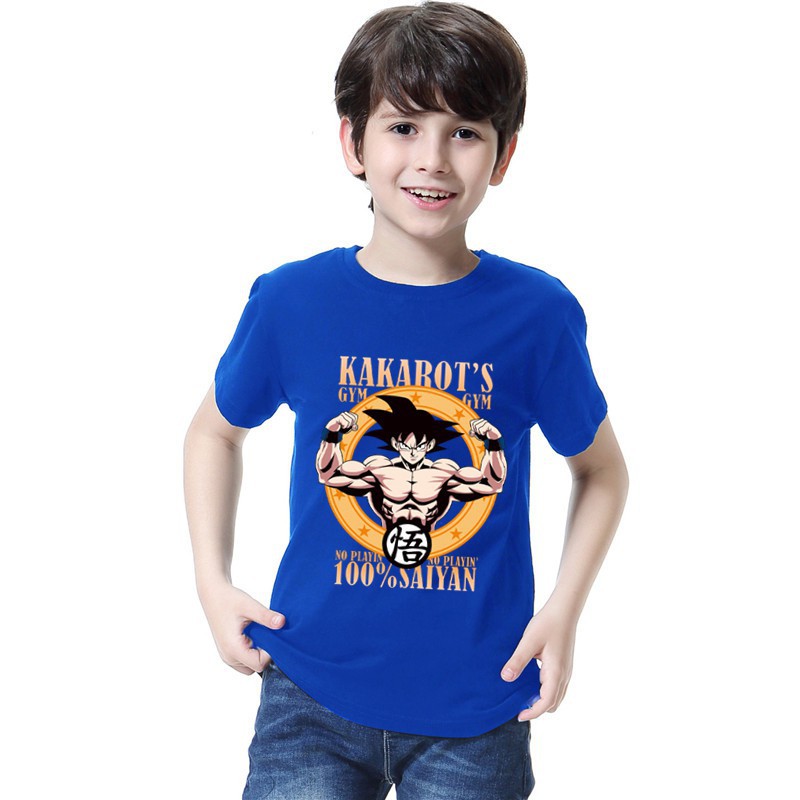 Super Saiyan Boys tees Kakarot Goku Boys mùa hè Áo phông ngắn tay áo thun trẻ em cotton ngọn