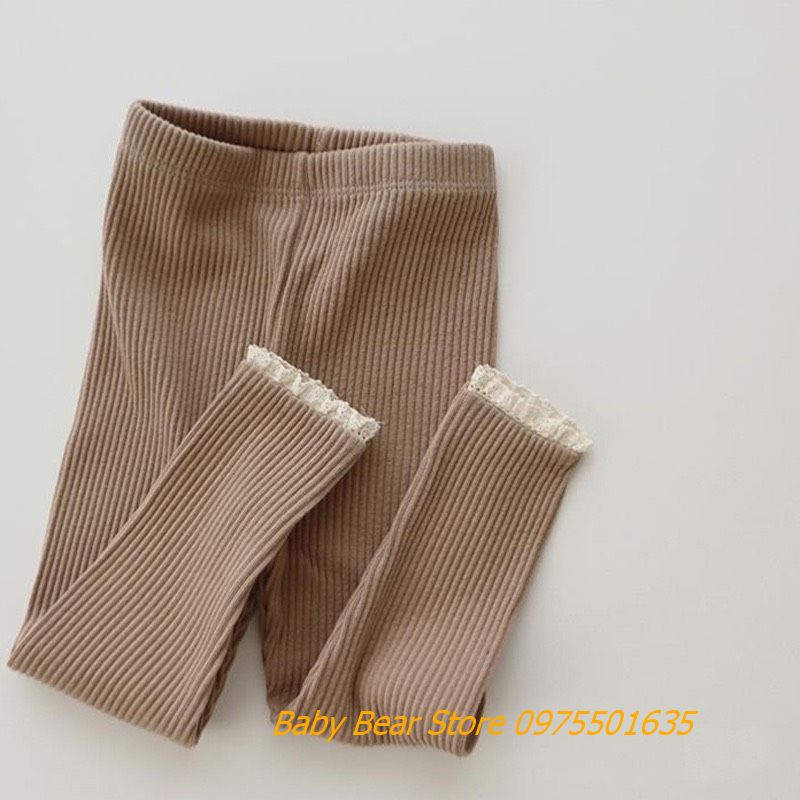Quần len Hàn dài chân phối ren cho bé