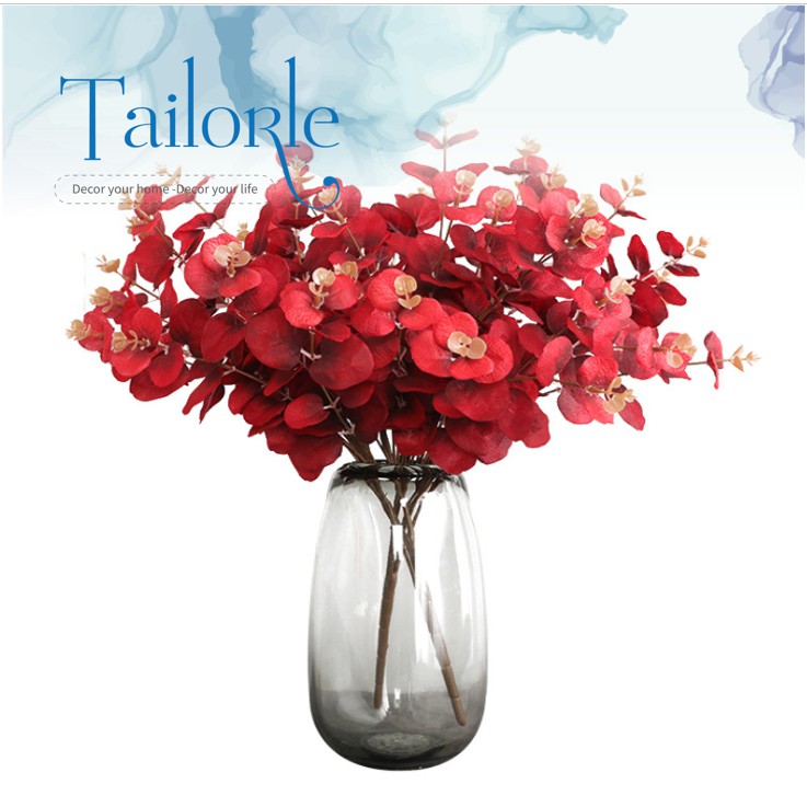 Lá nhân tạo 16 cái nĩa cành lá táo lá kim tiền kết hợp vật liệu kết hợp màu xanh lá cây kỹ thuật trang trí đám cưới