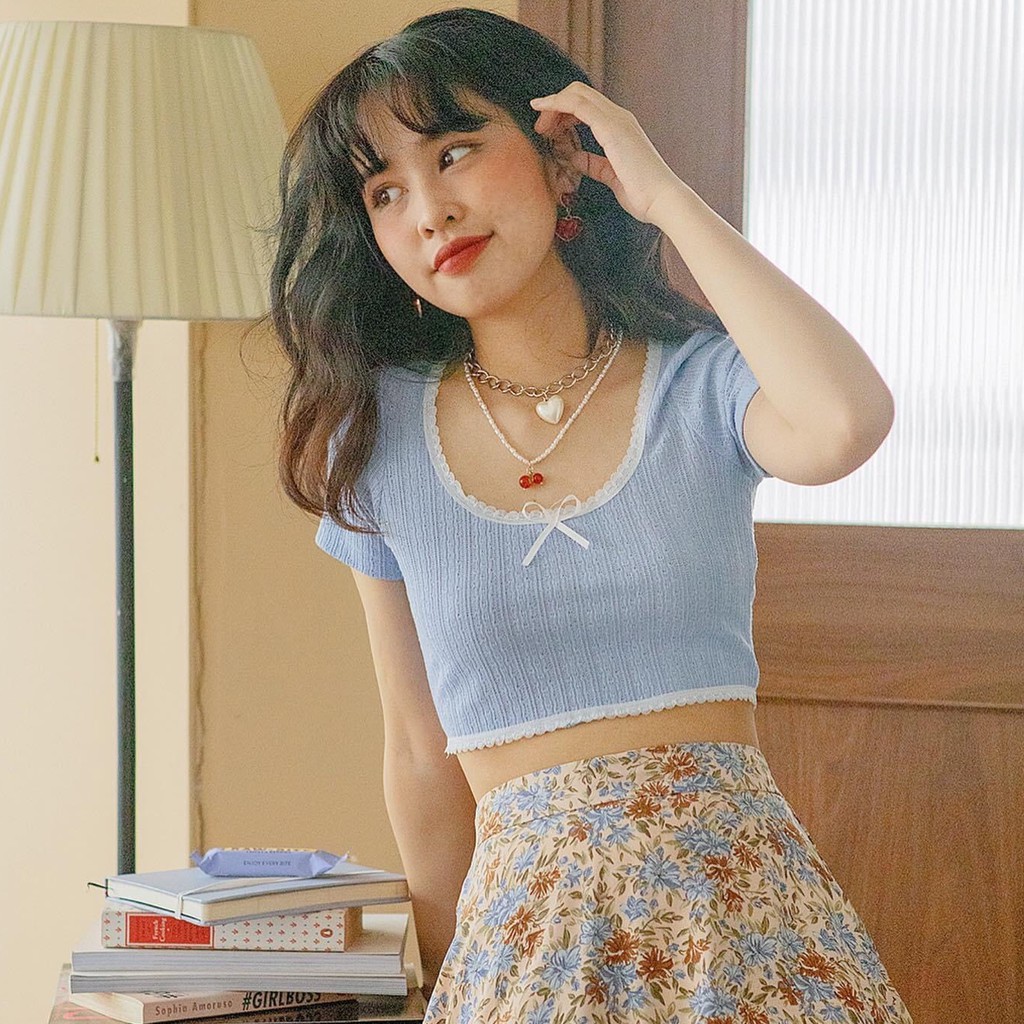 Fromyouth - Áo lửng phối ren Lace Croptop