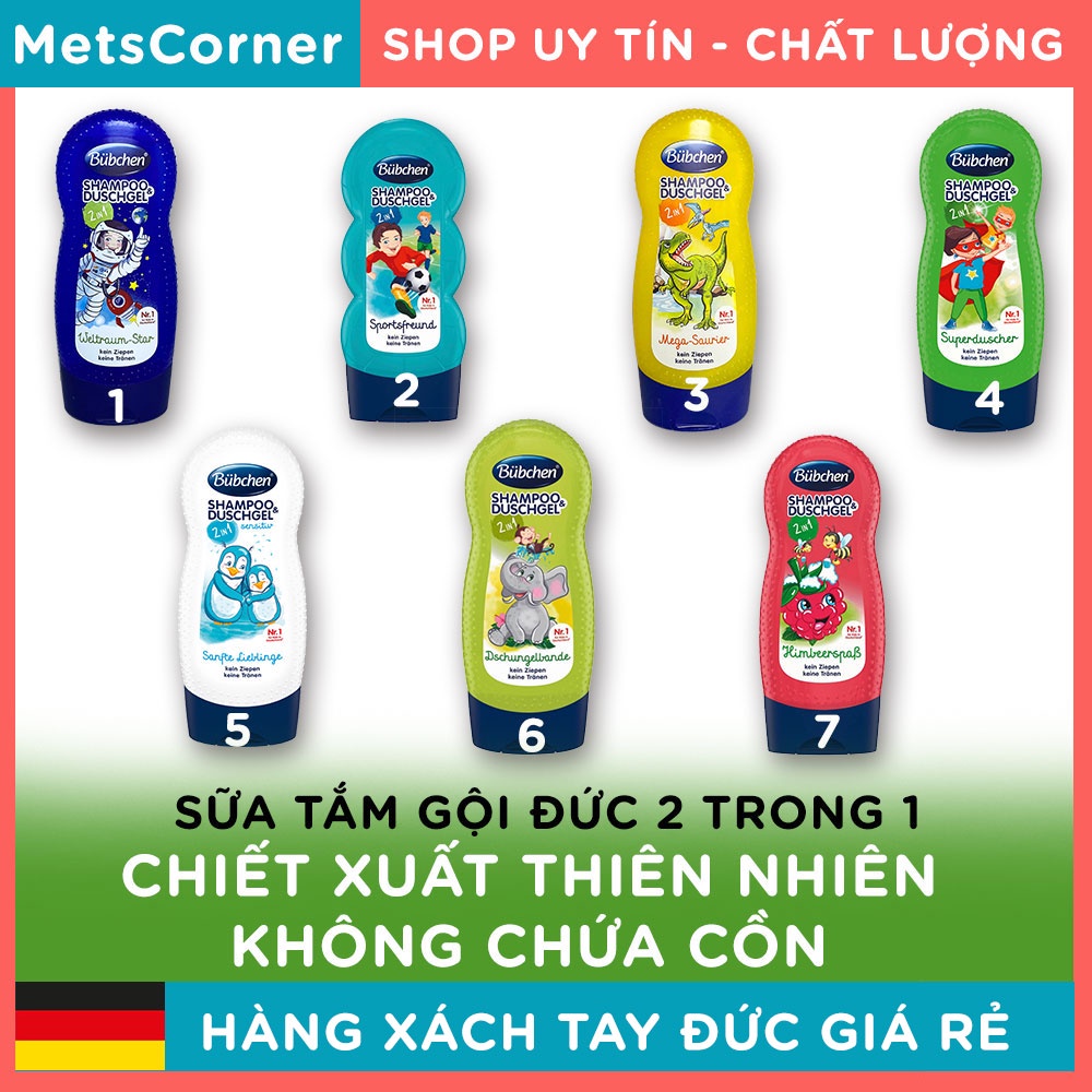 Sữa Tắm Gội 2 trong 1 Bubchen Kids Shampoo Duschgel 230 ml - Con voi