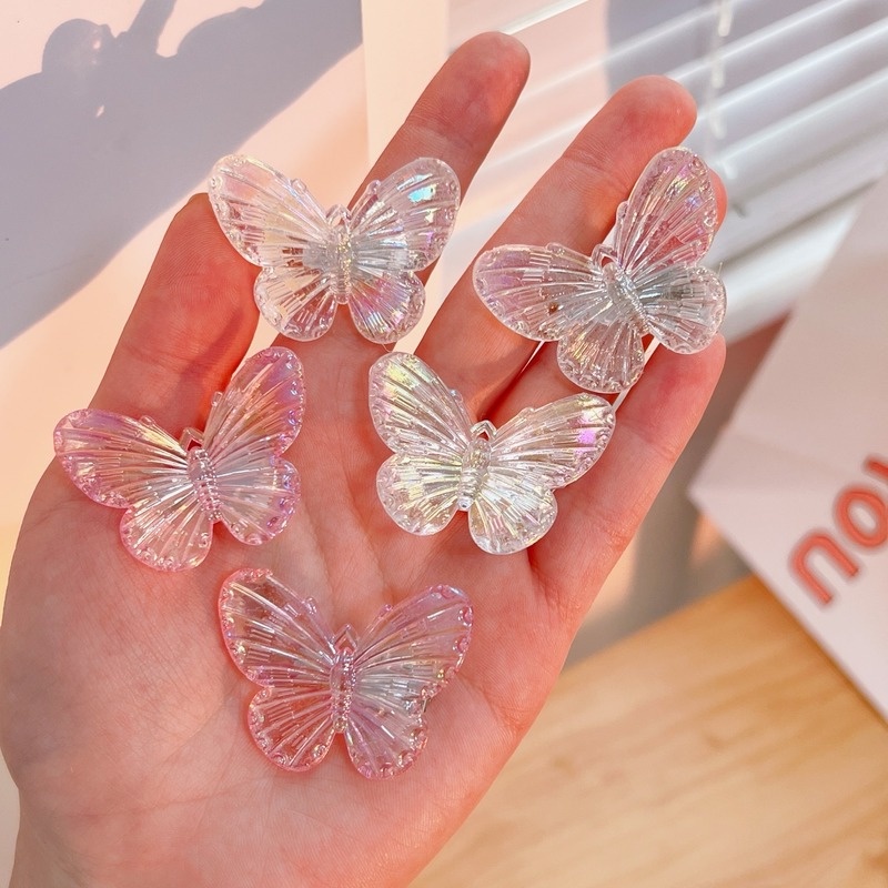 Kẹp Tóc Hình Bướm Nhỏ Trong Suốt Dễ Thương Phong Cách Hàn Quốc
