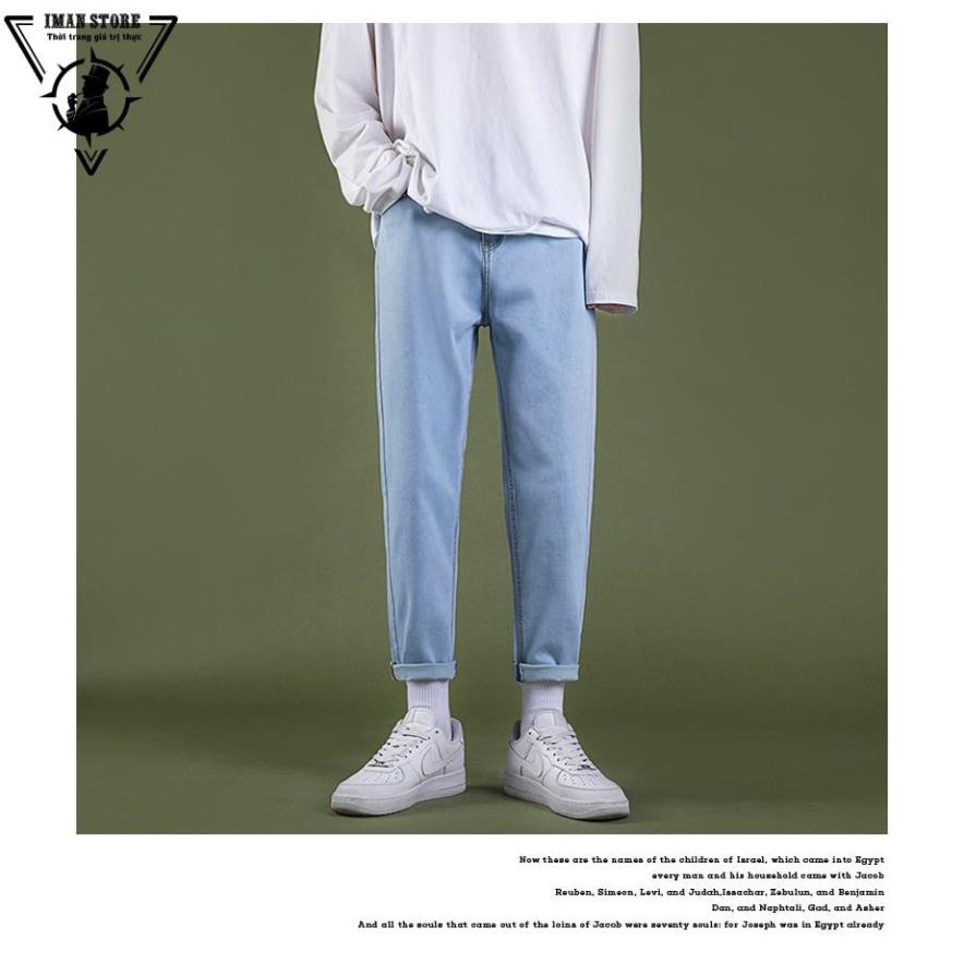 Quần Baggy jean nam, nư ống suông đen + xanh hottrend hàn quốc 2022