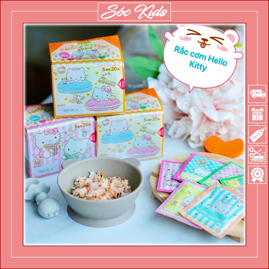 Gia Vị Rắc Cơm Hello Kitty 5 Vị Cho Bé Từ 1 Tuổi - CHUẨN NHẬT | DATE 2022 | TÁCH LẺ SET &amp; TÚI 20 GÓI | SÓC KIDS