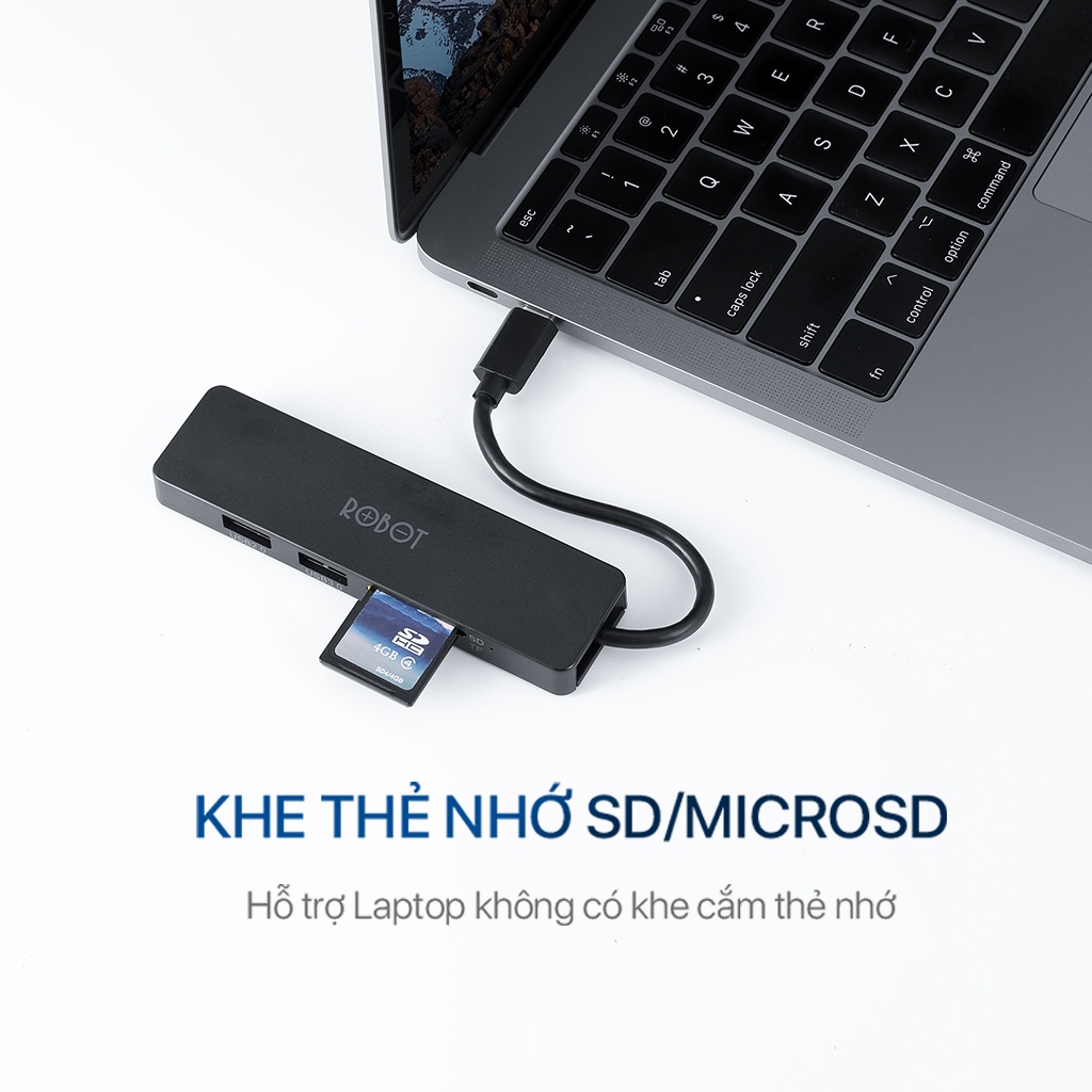 HUB USB-C Chuyển Đổi Đa Năng 5 In 1 ROBOT HT240S Type-C To USB 3.0/HDMI/PD/SD/TF