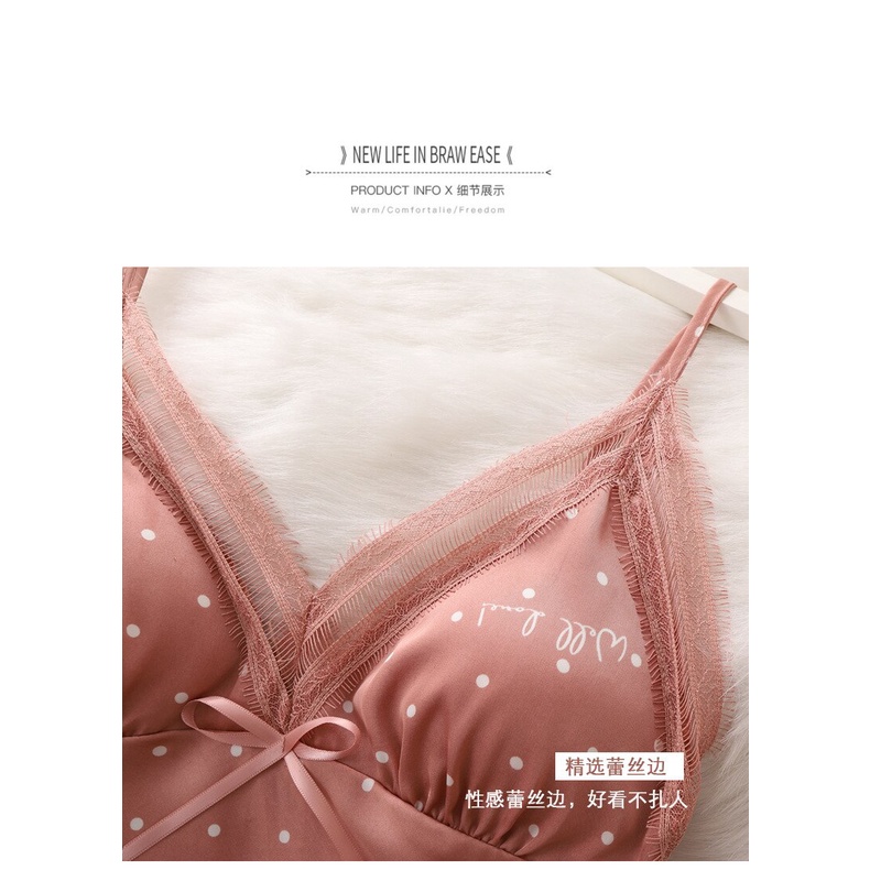 Bộ Đồ Ngủ 4 Món Với Họa Tiết Chấm Bi Xinh Xắn Dành Cho Nữ