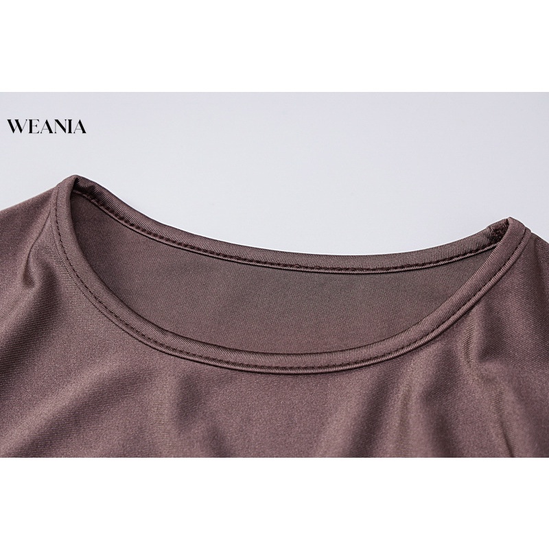 Đầm tay dài WEANIA cổ tròn dáng ôm phong cách thời trang đường phố