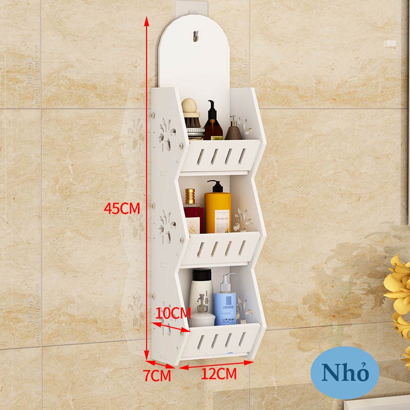 Kệ treo tường phòng tắm, kệ để đồ phòng tắm VHT06 đầy đủ phụ kiện treo không cần khoan đục tường