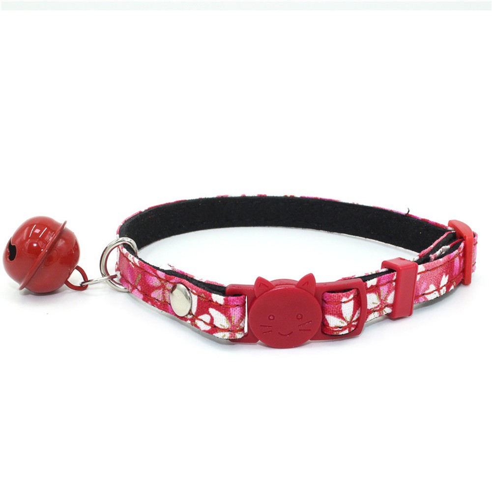 Vòng cổ gắn chuông có khóa an toàn in hoa cho mèo