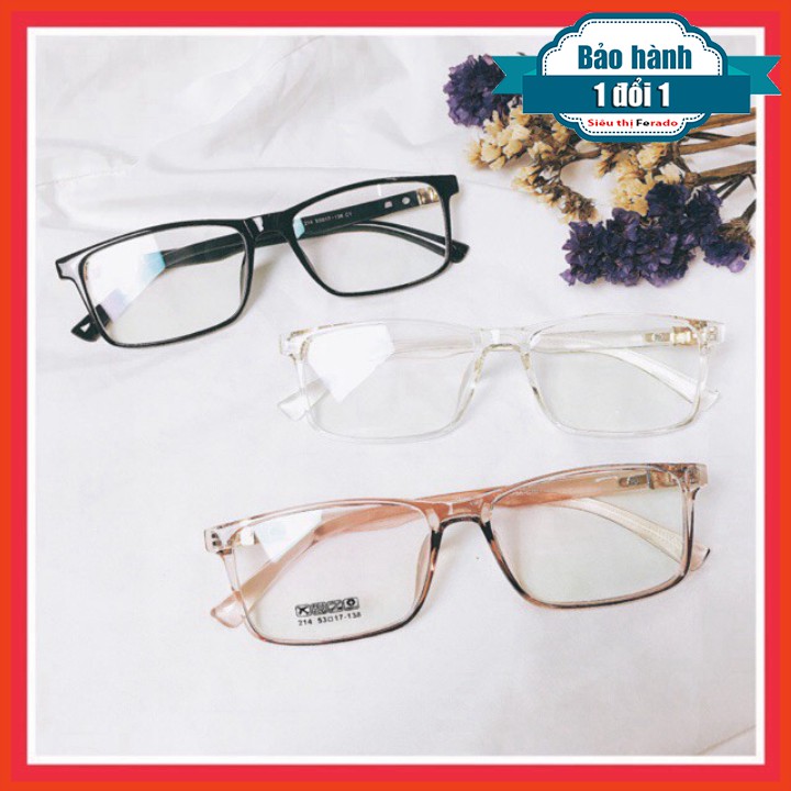 [Gía siêu rẻ] Gọng kính chữ nhật 214 đã đeo là XINH -Nhận Cắt Mắt-Tặng kèm hộp+khăn+Chai nước lau kính