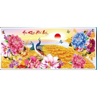 Tranh đính đá hoa khai phú quý - lv087