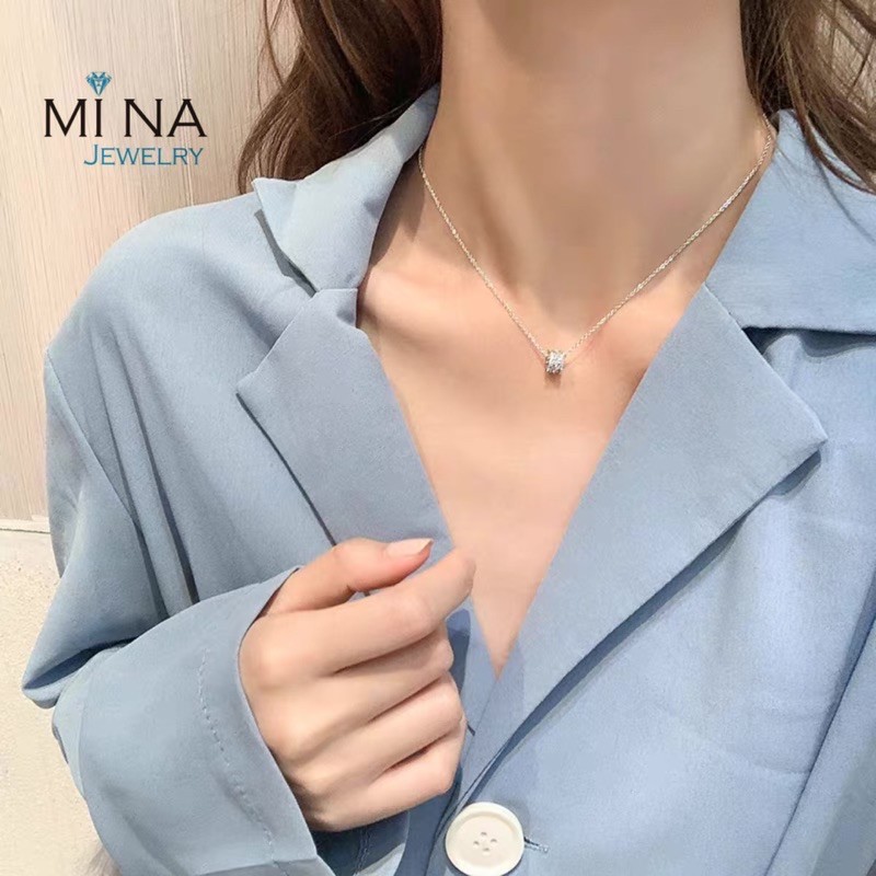 Dây chuyền bạc nữ mặt lu đá lấp lánh siêu xinh - Cam kết chuẩn bạc 0143